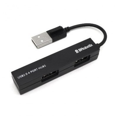 Hub USB V2.0, Compacto, 4 Puertos, Negro  BROBOTIX 497677