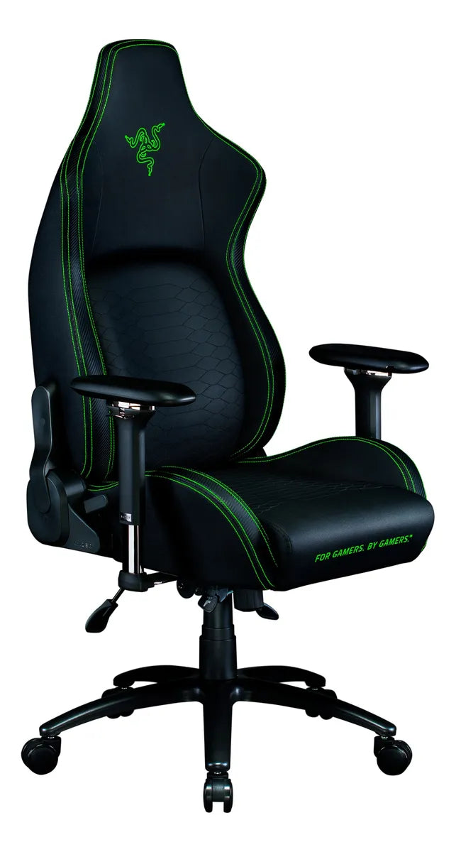 Silla de escritorio Razer Iskur X gamer ergonómica negra y verde con tapizado de cuero sintético